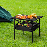 Levede Folding Camping Table Portable Black - Close-Up Angle