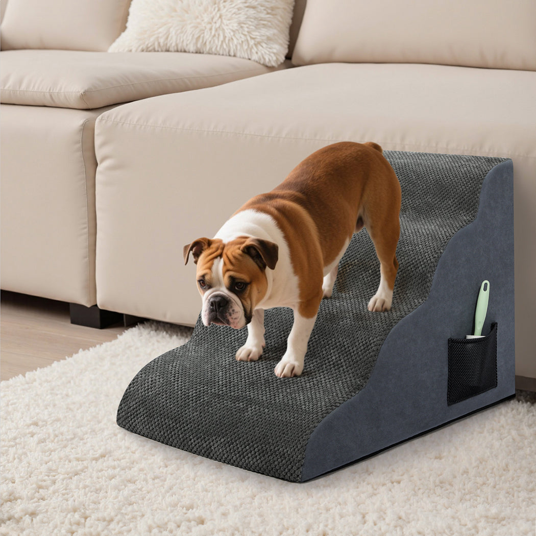 Pawz 4 Steps Pet Stairs Dog Ramp High Density Foam Grey-2018816829564260359