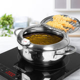 TOQUE 24cm Japanese Deep Frying Pan Silver-2018816702552346631