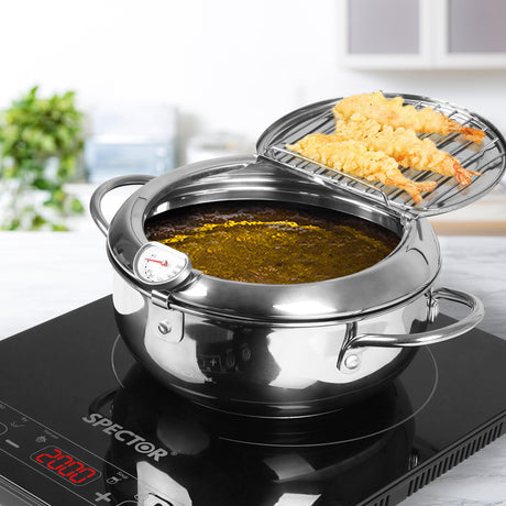 TOQUE 24cm Japanese Deep Frying Pan Silver-2018816702552346631