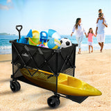 Lambu Folding Wagon Cart Double Shelves - Close-Up Angle
