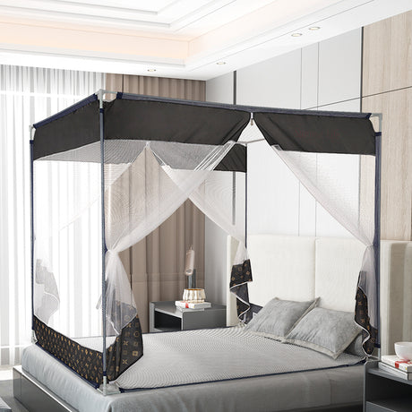 Dreamz Mosquito Bed Nets Foldable Canopy Square Grey-1954802841323442183
