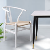 Levede 2x Dining Chairs Wooden Hans White - Close-Up Angle
