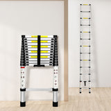 Traderight Multipurpose Ladder Telescopic 3.8M Silver 3.8 Meter - Close-Up Angle