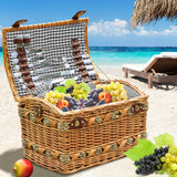 4 Person Picnic Basket Baskets Set Outdoor-2006733308033110022