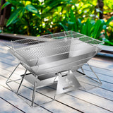 Levede Portable Folding BBQ Charcoal Grill Silver - Close-Up Angle