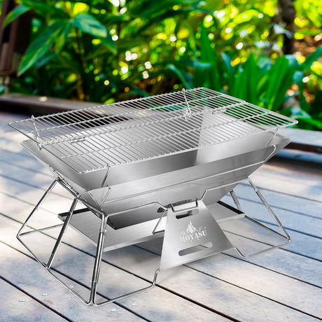 Levede Portable Folding BBQ Charcoal Grill Silver-1954802457573986311