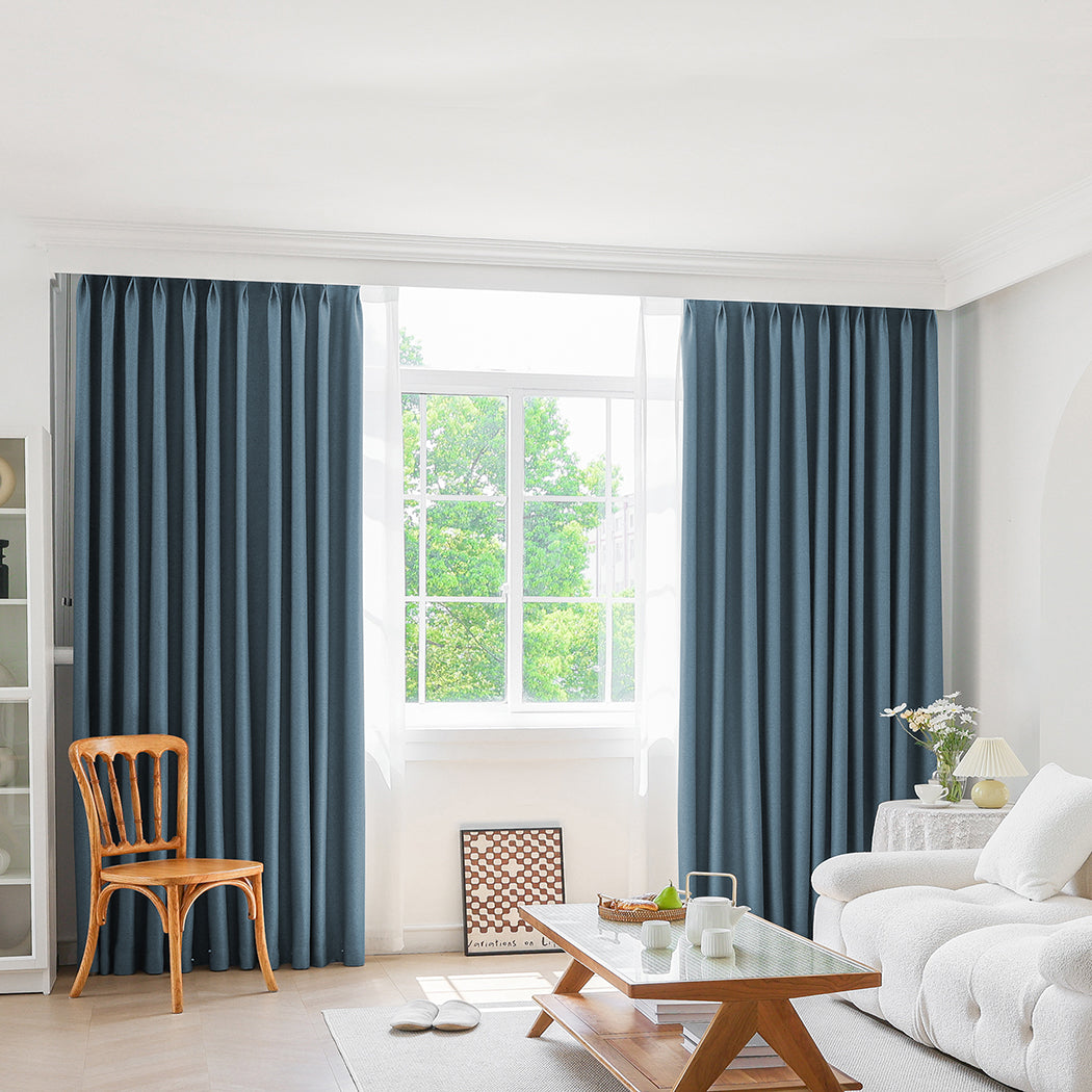 Marlow 2XBlockout Curtains Chenille 180x250 Blue CD1016-180x250-DG-2006733255721750535