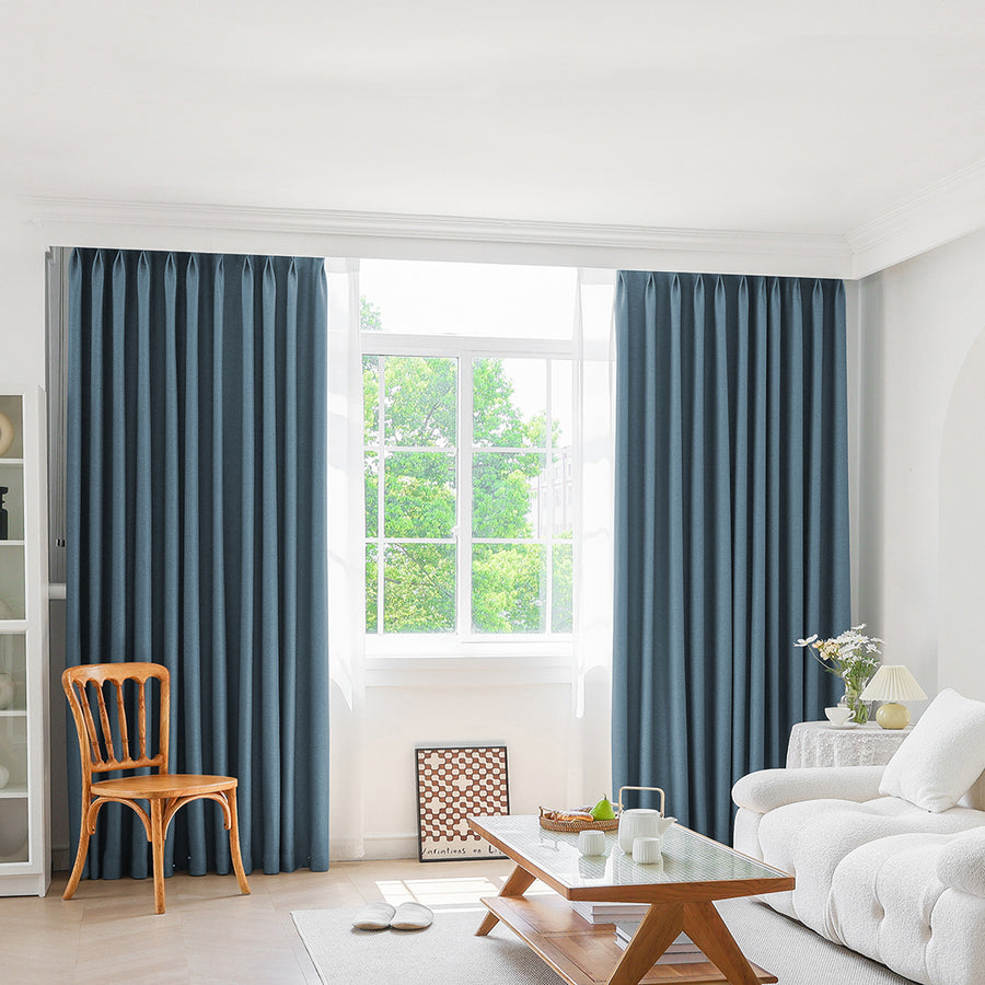 Marlow 2XBlockout Curtains Chenille 180x250 Blue CD1016-180x250-DG-2006733255721750535