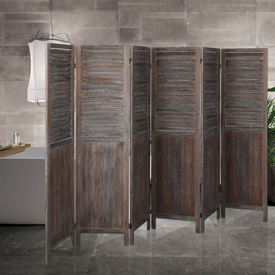 Levede 6 Panel Partition Room Divider Brown-2006732941249613831
