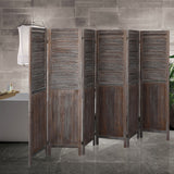 Levede 6 Panel Partition Room Divider Brown-2006732941249613831