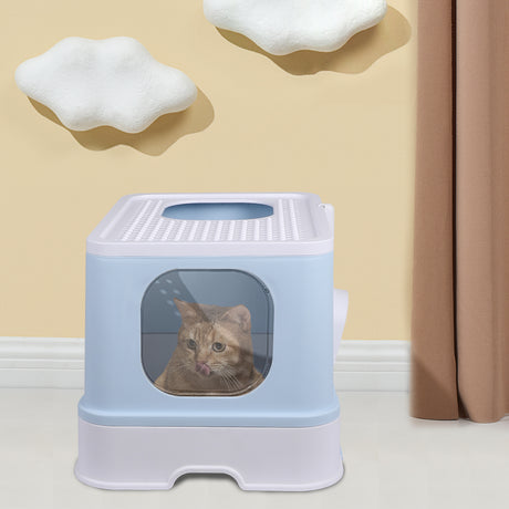 PaWz Cat Litter Box Fully Enclosed Kitty Blue-2006733131914285063