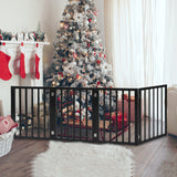 PaWz 4 Panels Wooden Pet Gate Dog Fence Black 600x 3MM - Close-Up Angle