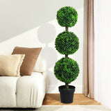 Lambu Artificial Triple Ball Boxwood Trees - Close-Up Angle