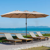 Centra 4.5M Double-sided Patio Umbrella Outdoor Umbrella Base Stand Khaki - Close-Up Angle