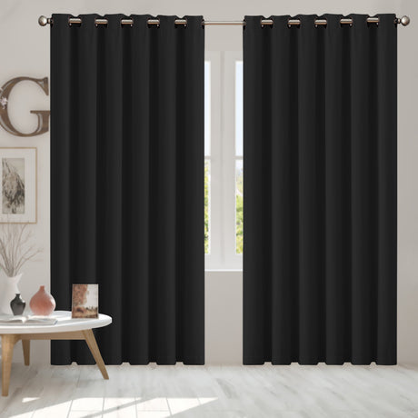 2x Blockout Curtains Panels 3 Layers Black-2018816743526502406