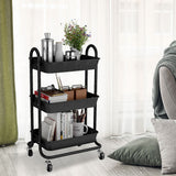 Levede 3 Tiers Kitchen Storage Trolley Black-2018816687264108551