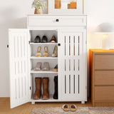Levede Shoe Cabinet Door Storage Rack Cupboard White - Low Angle