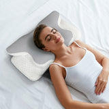 Dreamz Memory Foam Pillow Shoulder Neck Support - Close-Up Angle