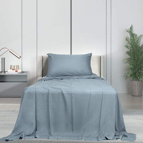 Dreamz 3pcs Sinigle Size 100% Bamboo Bed Sheet Set in Grey Colour Single-1954802921581449223