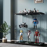 Stacked Glass Display Cabinet Lockable Collections Storage 2 Tier Shelf 2 Door-2018816913244819463