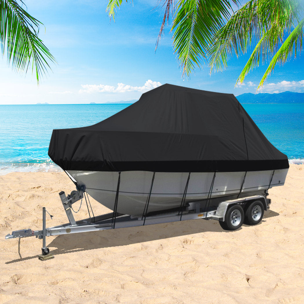 Boat Cover 12-14 FT Trailerable Weatherproof Black 14FT-2018816807930040327