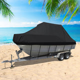 Boat Cover 12-14 FT Trailerable Weatherproof Black 14FT - Close-Up Angle