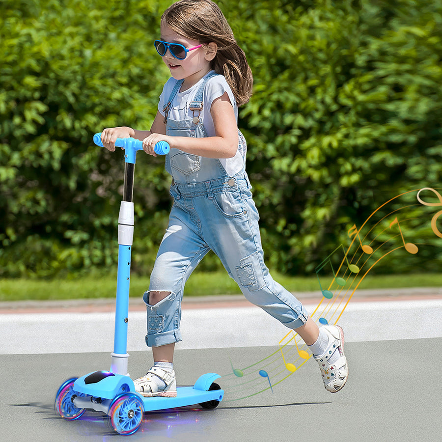 Bopeep Foldable Kids Scooter LED Music Blue-2006732821489651718