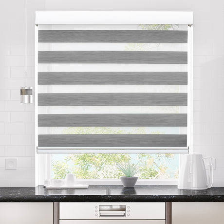 Marlow Blackout Zebra Roller Blind Curtains 90x210 Grey-2018816733489532935