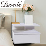 Levede 2x Bedside Tables Side Table White - Close-Up Angle