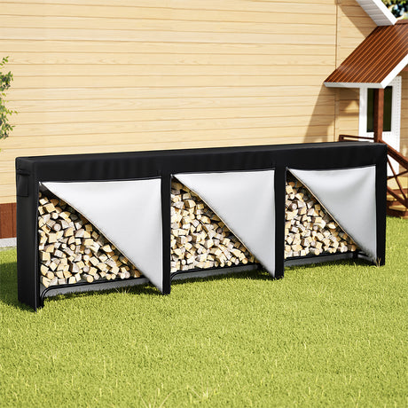 Moyasu Outdoor Firewood Rack Storage with Cover-1954802471624904711