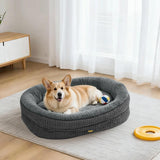 Pawz Orthopedic Plush Dog Bed Soft Washable Pet Bed Grey Cosy Cushion L Size - Close-Up Angle