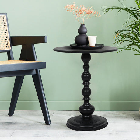 Levede Side Table Vintage End Round Black-2018816842147172359