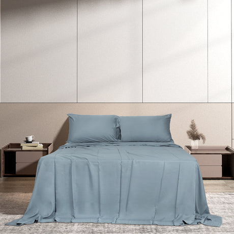 Dreamz 4pcs Double Size 100% Bamboo Bed Sheet Set in Grey Colour-1954802919064866823