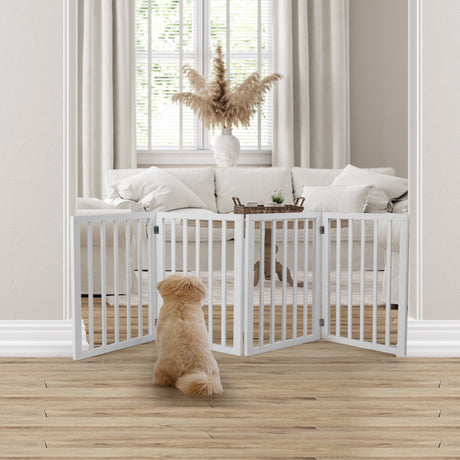 Wooden Pet Gate Dog Fence Retractable White 600x 3MM-2006732964024684551