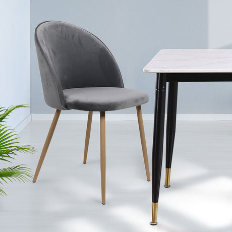Levede 2x Dining Chairs Seat French Grey-2006733258494185479