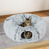 Pawz Cat Tunnel Foldable Fluffy Plush Play Tube Grey - Rear View
