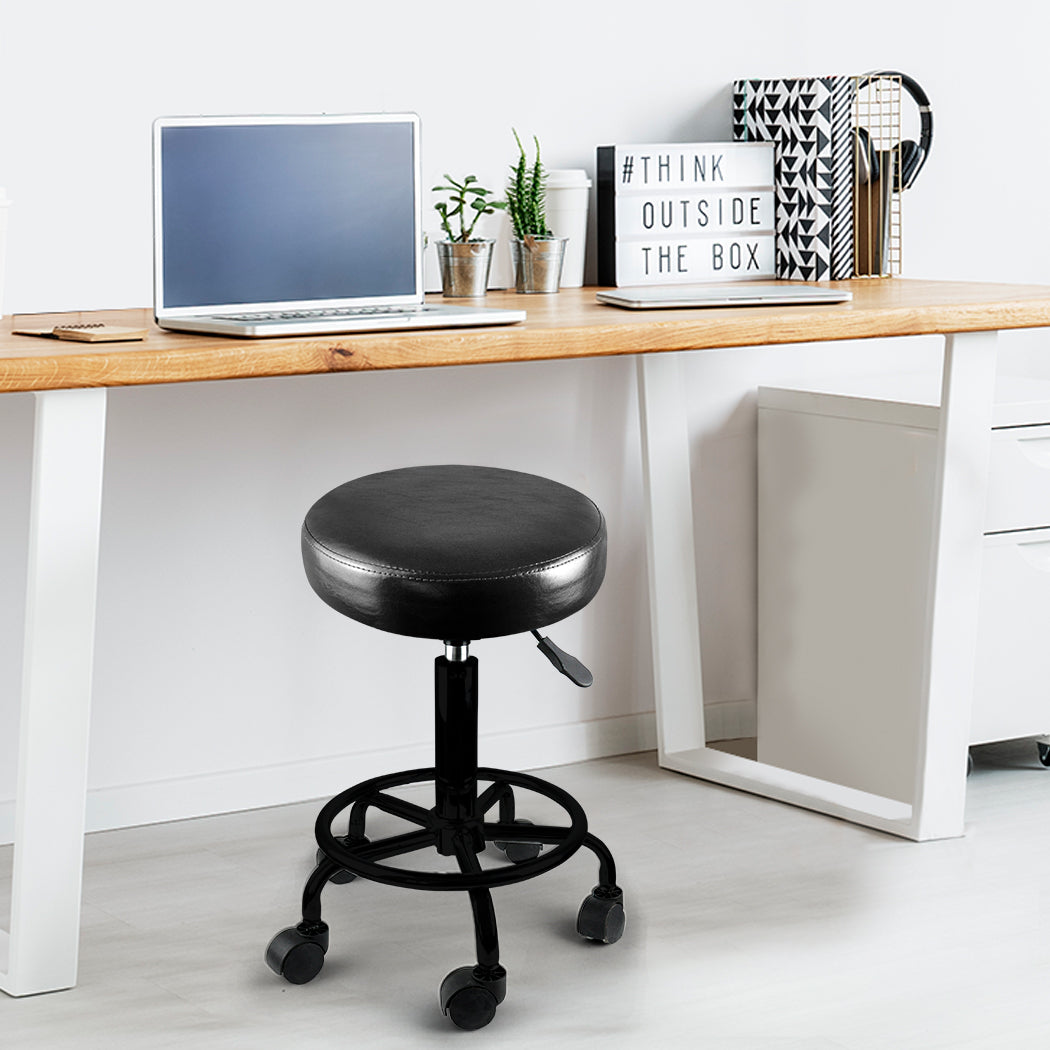 Levede Salon Stool Swivel Bar Stools Black with Black Stand-1954802612826148871