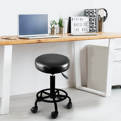 Levede Salon Stool Swivel Bar Stools Black with Black Stand-1954802612826148871