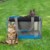 Pawz 3 in 1 Pet Soft Crate Dog Cat Carrier M Size Blue - Close-Up Angle