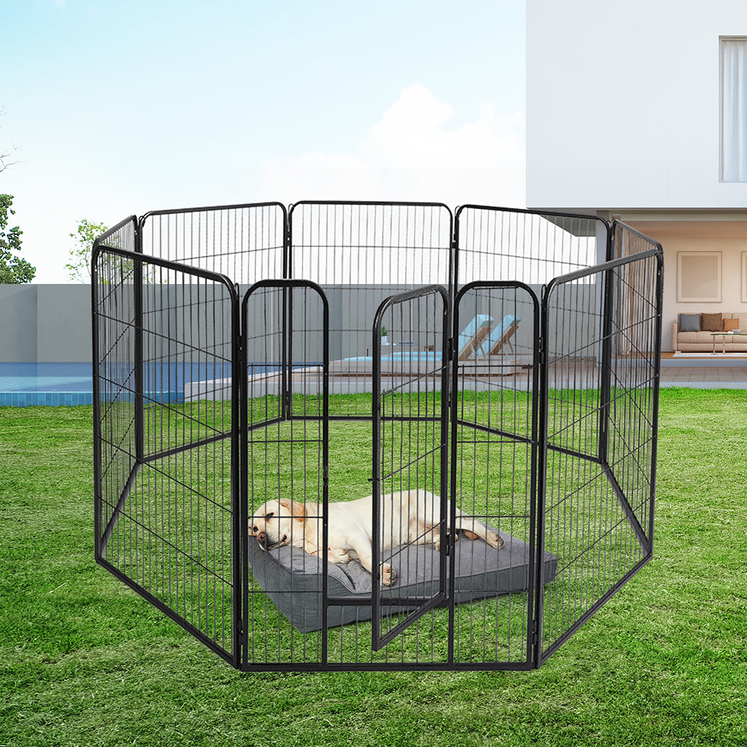 PaWz 8 Panel Pet Dog Playpen Puppy Exercise Black 2.5kg Mackerel & Lamb-2006733296184201223