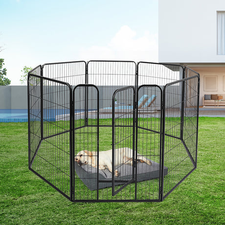 PaWz 8 Panel Pet Dog Playpen Puppy Exercise Black 2.5kg Mackerel & Lamb-2006733296184201223