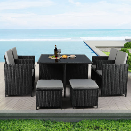 Levede 9PCS Outdoor Table Chair Set-1954802883304230919