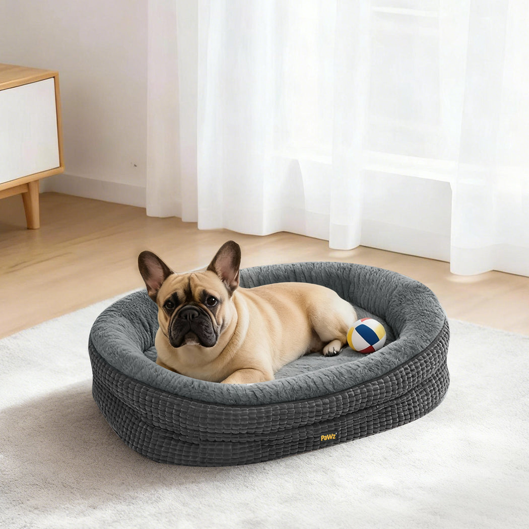 Pawz Orthopedic Plush Dog Bed Soft Washable Pet Bed Grey Cosy Cushion M Size-2011971116528177159