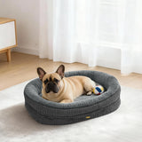 Pawz Orthopedic Plush Dog Bed Soft Washable Pet Bed Grey Cosy Cushion M Size - Close-Up Angle