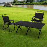 Levede Folding Camping Table Chair Set Black - Close-Up Angle