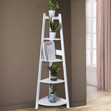 Levede 5 Tier Corner Shelf Wooden Storage White - Rear View