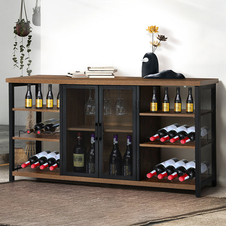 Levede Bar Cabinet Buffet Sideboard Walnut-2018816921222385671