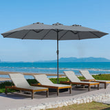 Centra 4.5M Double-sided Patio Umbrella Outdoor Umbrella Base Stand Grey - Rear View