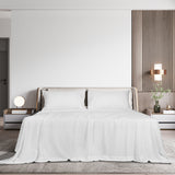 Dreamz 4pcs King Size 100% Bamboo Bed Sheet Set in White Colour-2006733221001302023
